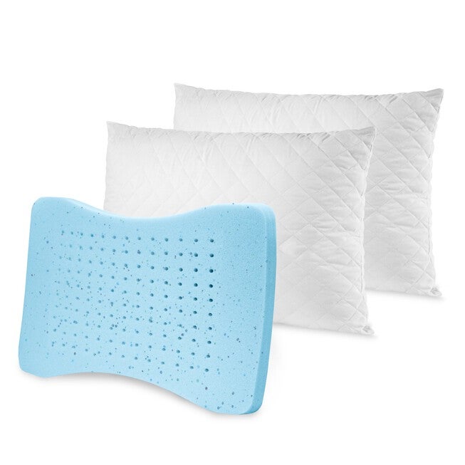 SensorPEDIC MemoryLOFT Deluxe Quilted Pillow with Gel-Infused Memory Foam Center - 2 Pack, WHITE, hi-res image number null