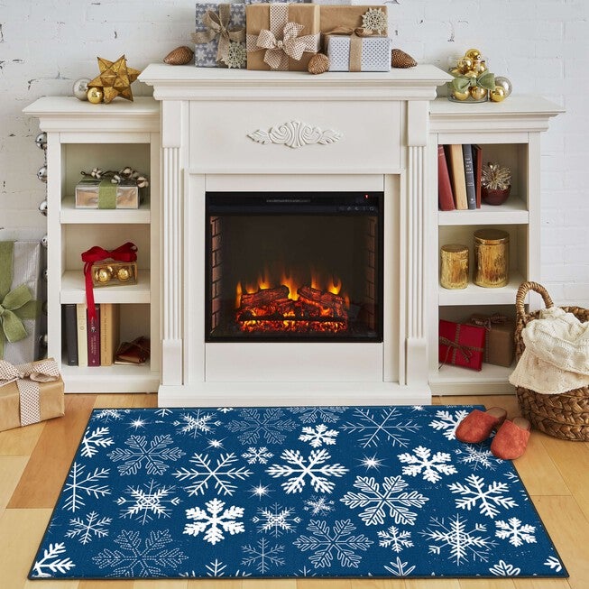 Snowflakes Red Kitchen Rug, , alternate image number 4