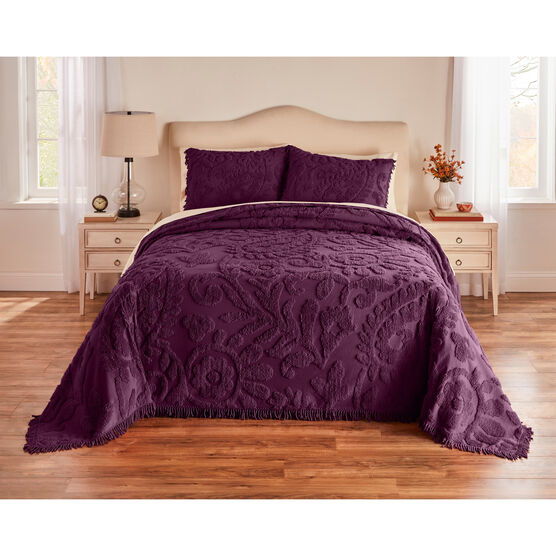The Paisley Chenille Bedspread, PURPLE, hi-res image number null