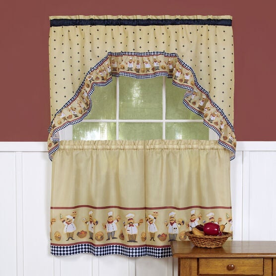 Cucina Printed Tier and Swag Window Curtain Set, MULTI, hi-res image number null