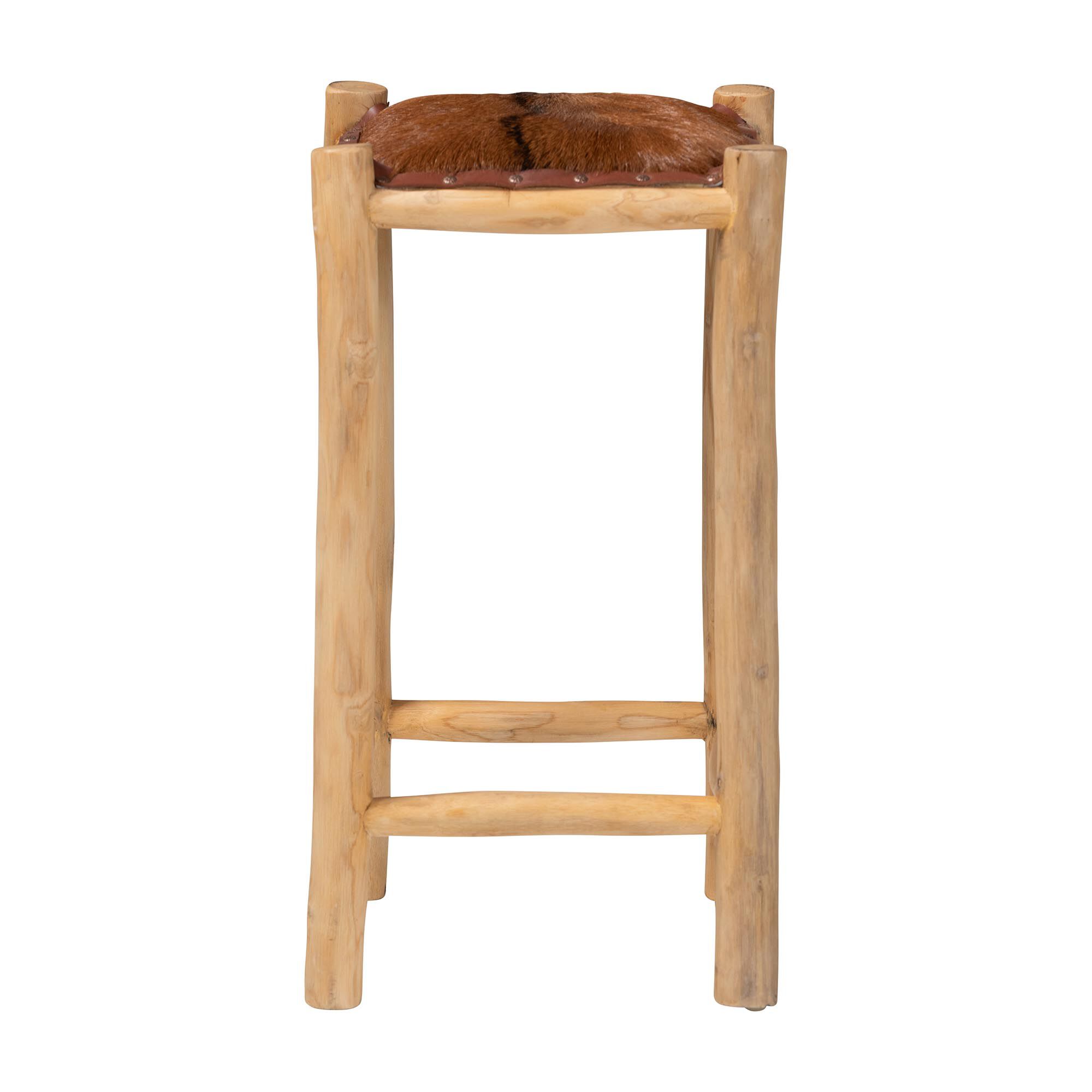 Rivera Genuine Goat Leather Counter Stool, BROWN, alternate image number 2
