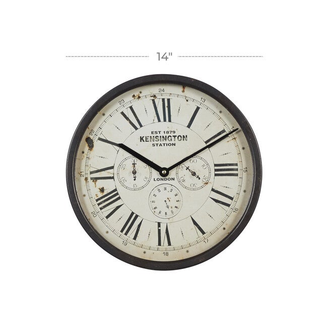 Brown Vintage Metal Wall Clock, , alternate image number null