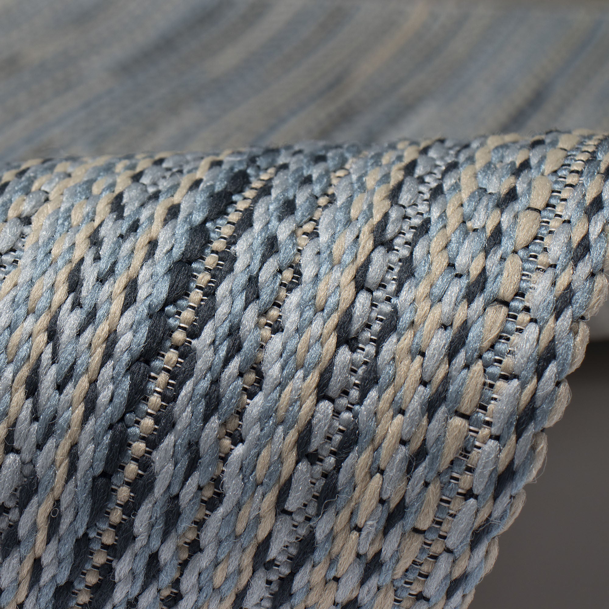 Liora Manne Miranda Tweed Stripe Indoor/Outdoor Area Rug Aqua 2' x 2 feet 10 inches, DENIM, alternate image number 5