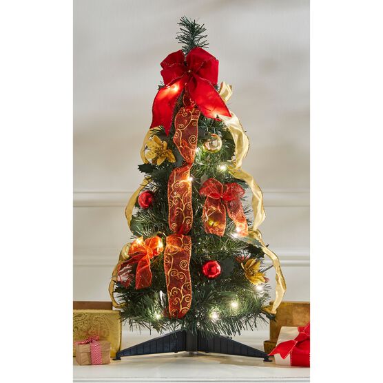 Fully Decorated Pre-Lit 2&apos; Pop-Up Tabletop Christmas Tree, 