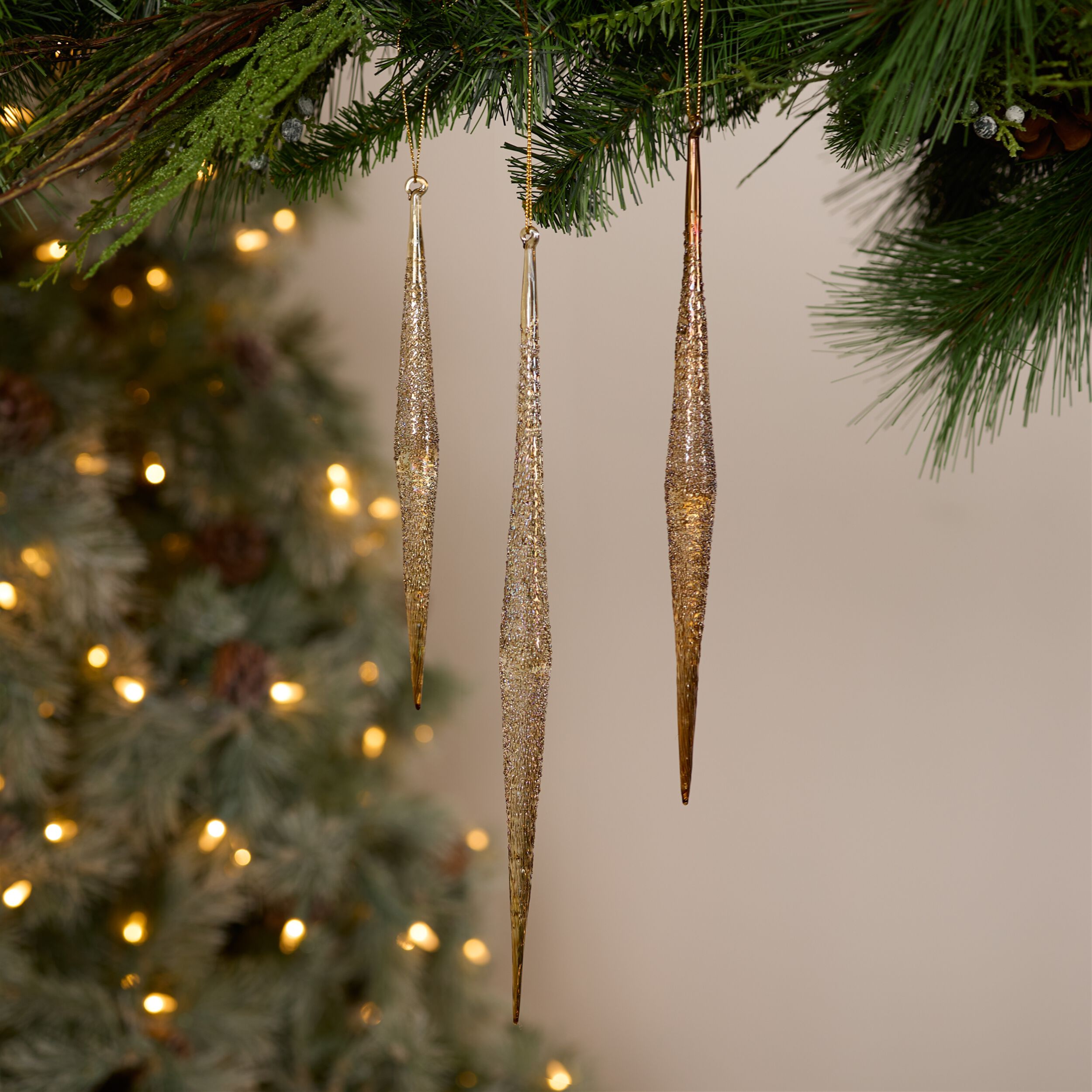 Gold and Silver Ombre Drop Ornament (Set of 6), GOLD SILVER, alternate image number 1