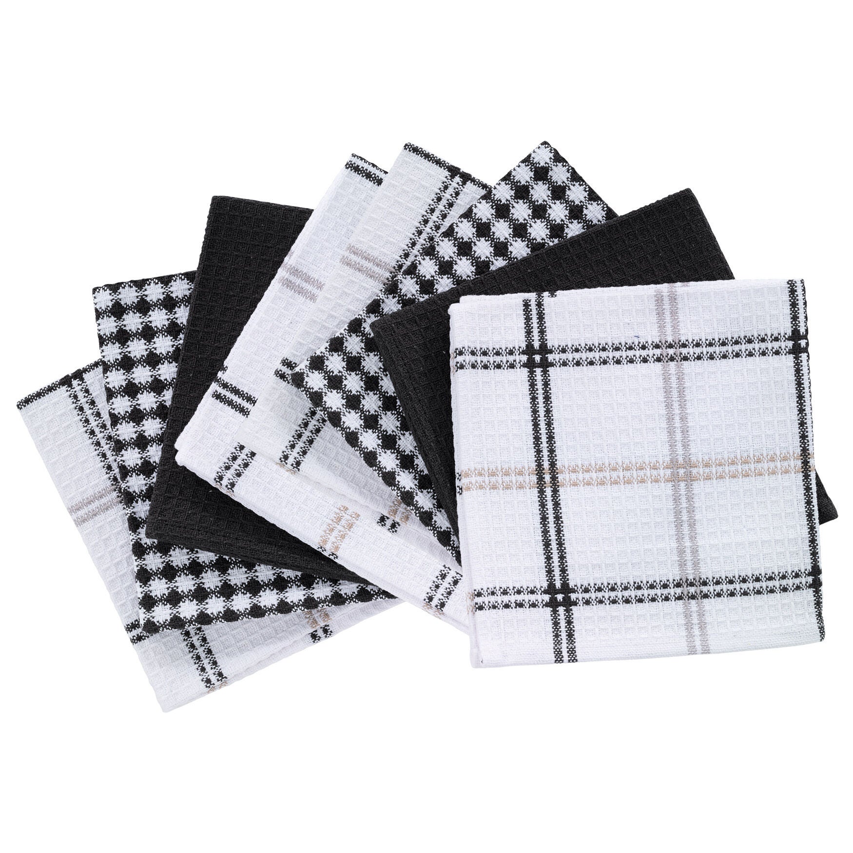 Flat Waffle Dish Cloths, Set Of 8, NEUTRAL, hi-res image number 0