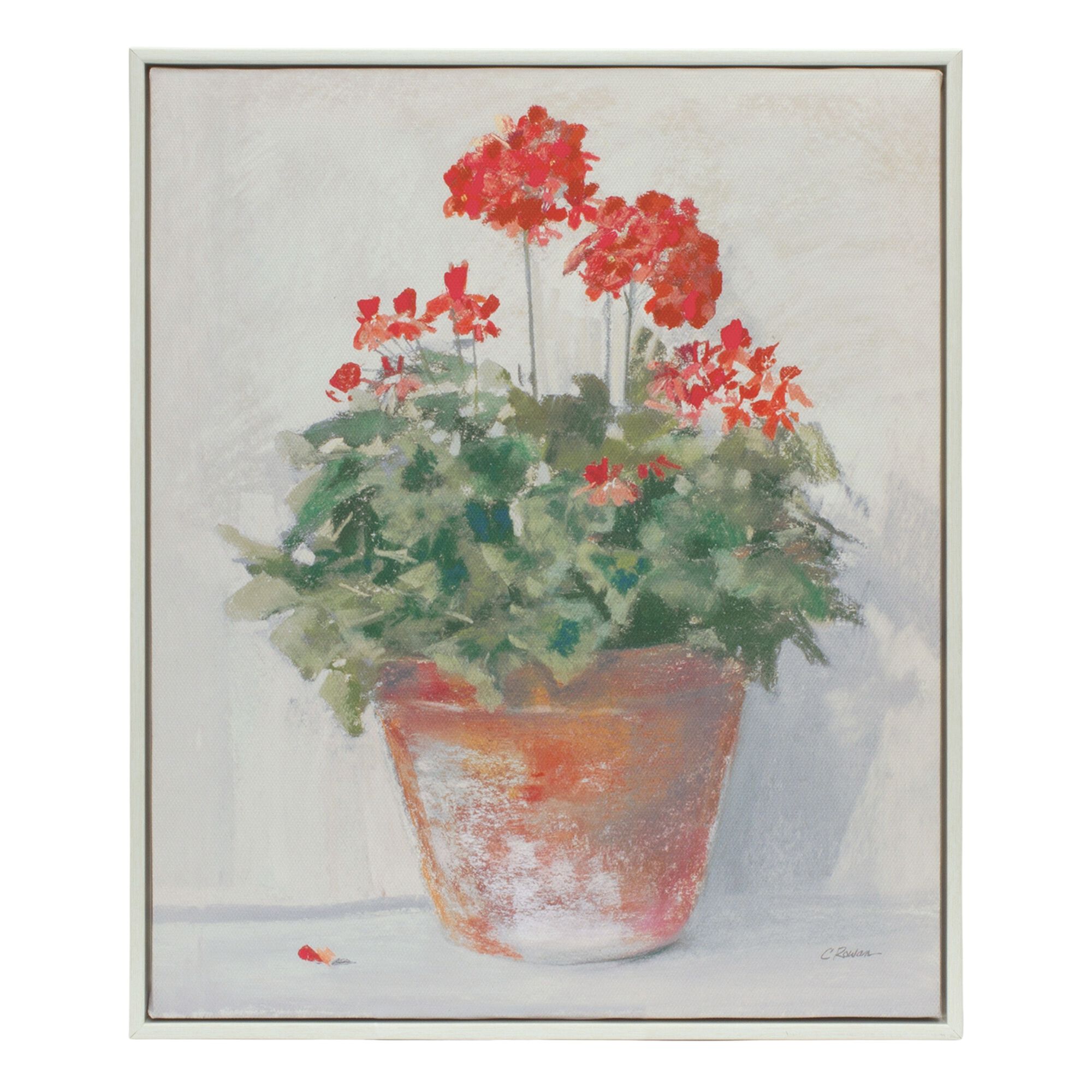 Framed Potted Geranium Print (Set of 2) 10.5 inchesL x 12.5 inchesH MDF/Plastic/Paper, BEIGE/RED/GREEN, alternate image number 1