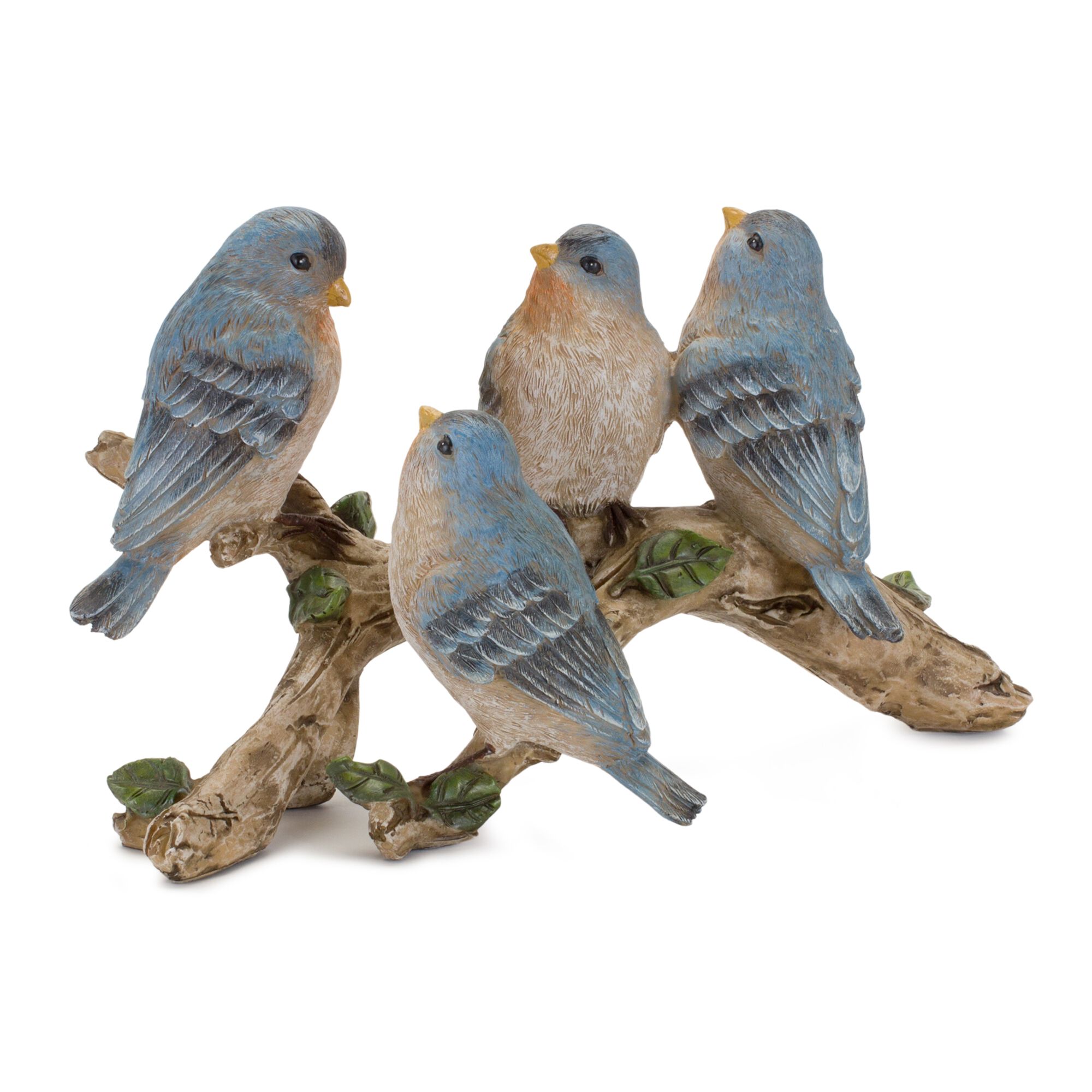 Birds on Branch 11 inchesL x 6.25 inchesH Resin, BLUE, hi-res image number 0