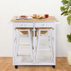 Breakfast Cart with Drop-Leaf Table-White, , alternate image number null