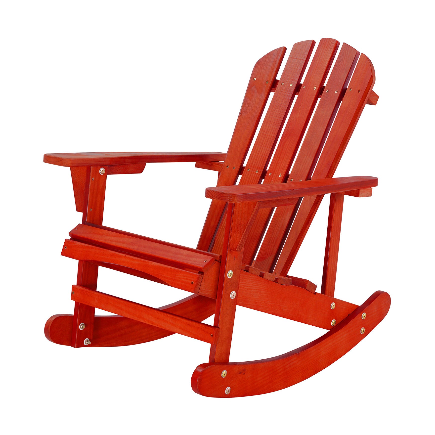 Solid Wood Adirondack Rocking Chair, RED, hi-res image number 0