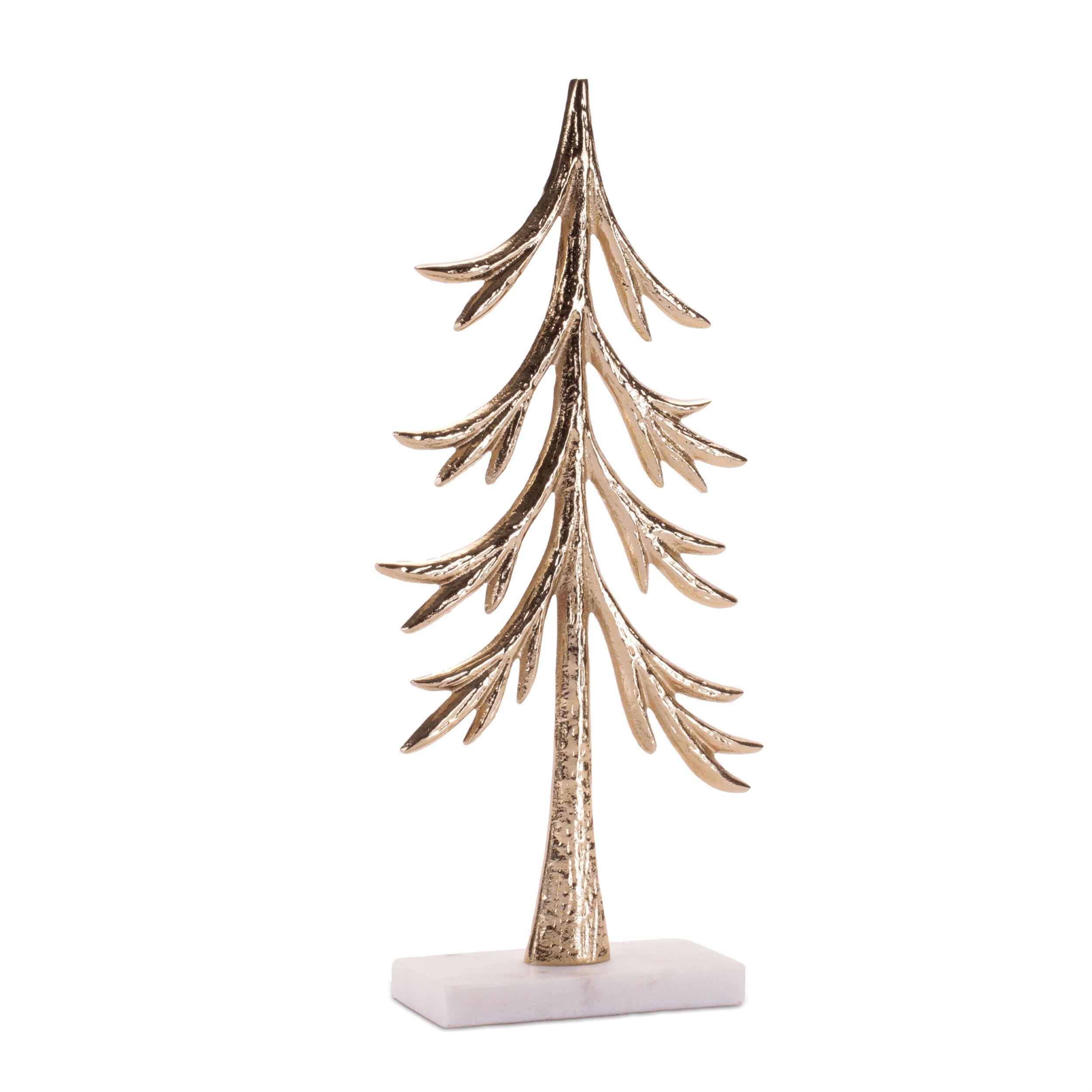 Modern Metal Trees on Marble Base (Set of 2), GOLD, alternate image number 1