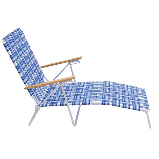 Steel Web Chaise Lounge Chair Blue, White, , alternate image number null