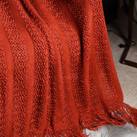 Battilo Home Solid Knit Mesh Tassels Throw Blanket Super Soft Warm Multi Color, 51" x 79", , on-hover image number null
