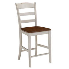 Antique White Finished Bar Stool with Distressed Oak Seat