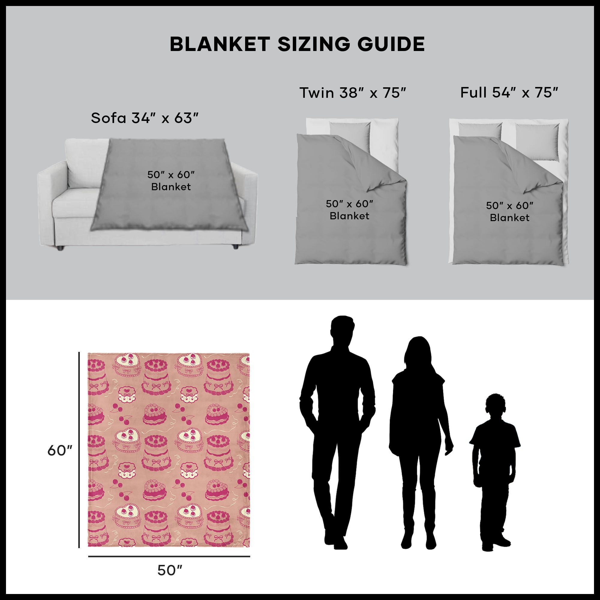 Valentine's Day V-Day Cakes Silk Touch Throw Blanket 50x60 Inches, VDAY CAKES, alternate image number 5