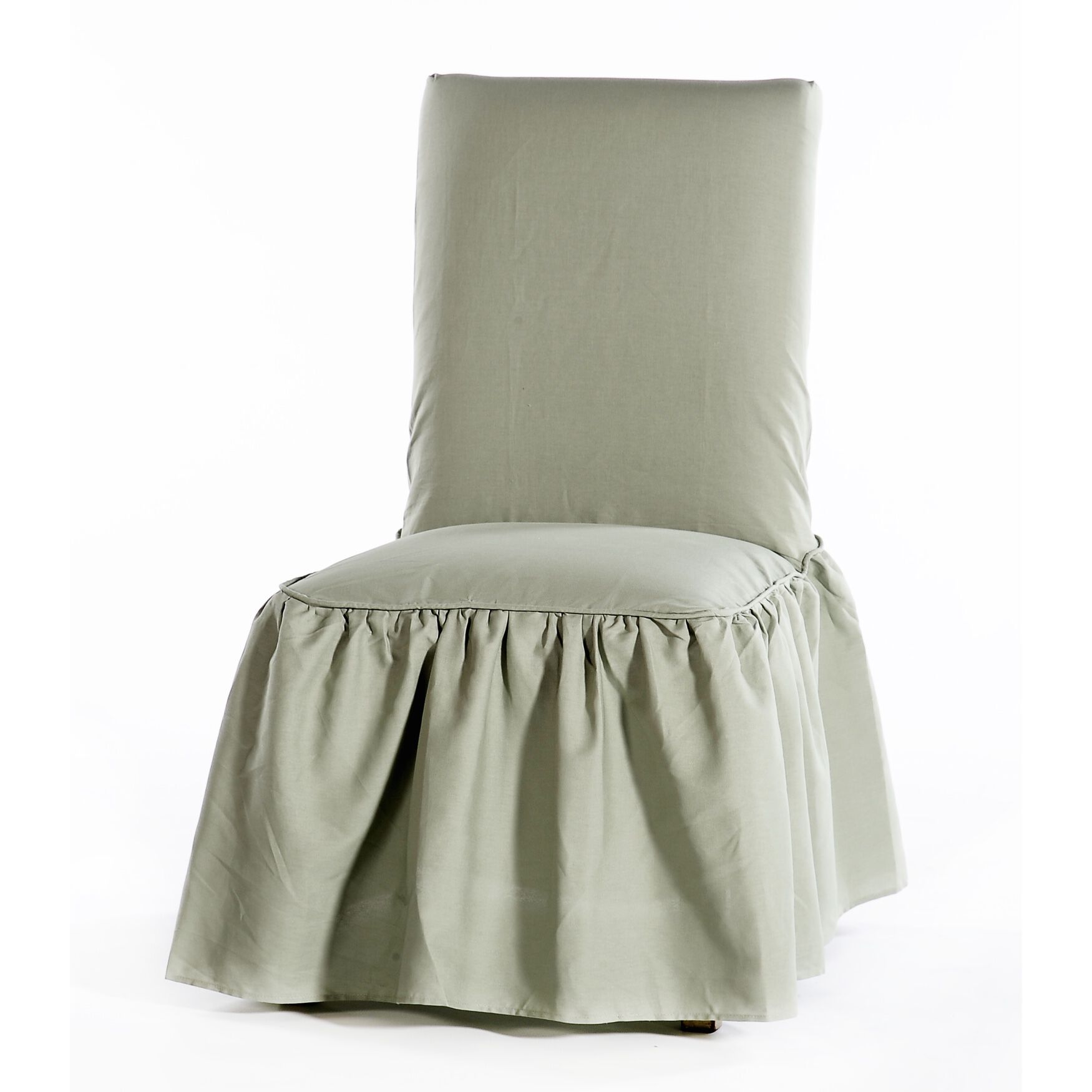Ruffled Dining Chair Slipcover, GREEN, hi-res image number 0