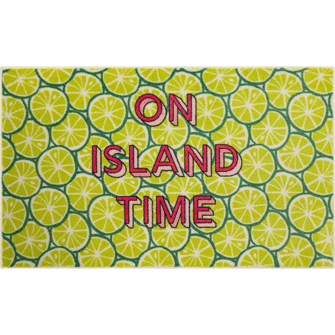 On Island Time Lime Green Kitchen Rug, LIME GREEN, hi-res image number null