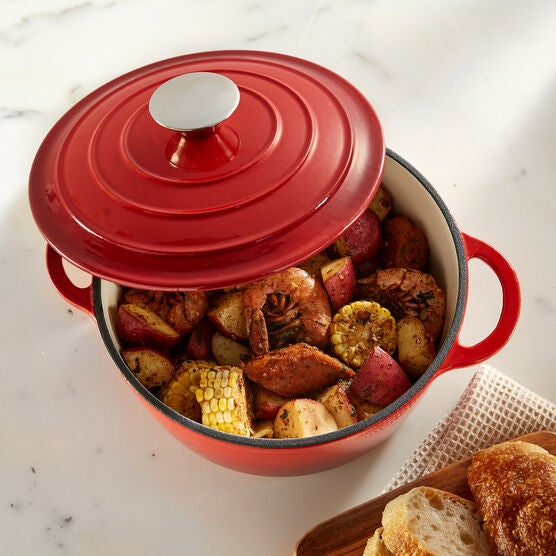 2.8-Qt. Cast Iron Casserole Dish, RED, hi-res image number null