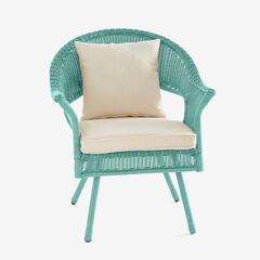 Roma Hand-Woven Resin Wicker Stacking Chair with Toss Pillow & Seat Cushion