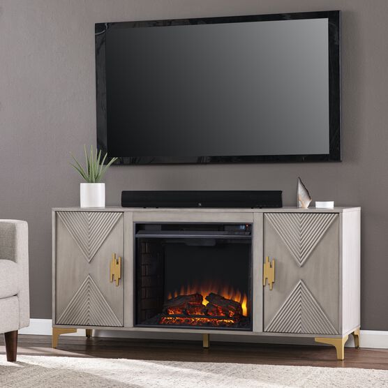 Lantara Electric Fireplace W Media Storage, GRAY, hi-res image number null