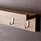 Modern Wood Wall-Mount Shelf with Hooks, , alternate image number null