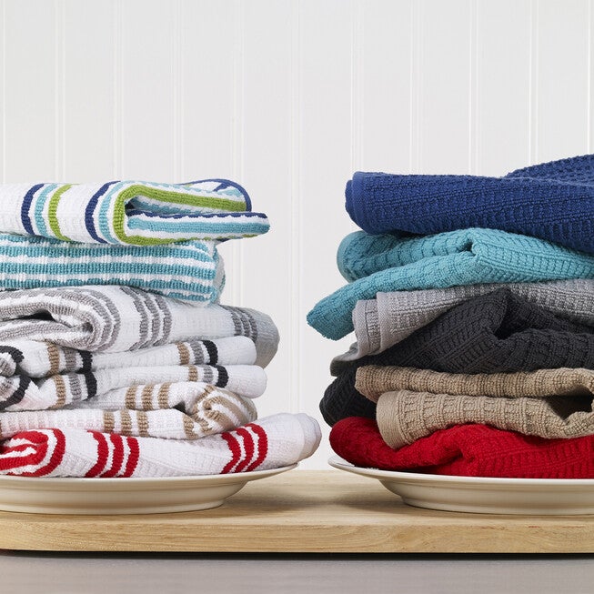 Solid & Stripe Waffle Terry Kitchen Towels, Set Of 4 Towel, , alternate image number 5