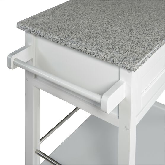 Cameron White Kitchen Cart With Granite Top, , alternate image number null