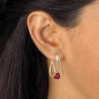 Silvertone 2 Pair Set Hoop Earrings (24x9mm) Round Simulated Blue, , alternate image number null
