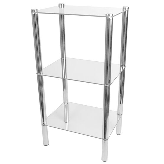 Home Basics 3 Tier Multi Use Rectangle Glass Corner Shelf Clear, , alternate image number null