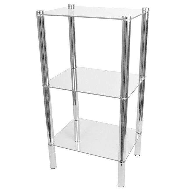 Home Basics 3 Tier Multi Use Rectangle Glass Corner Shelf Clear, , alternate image number 1