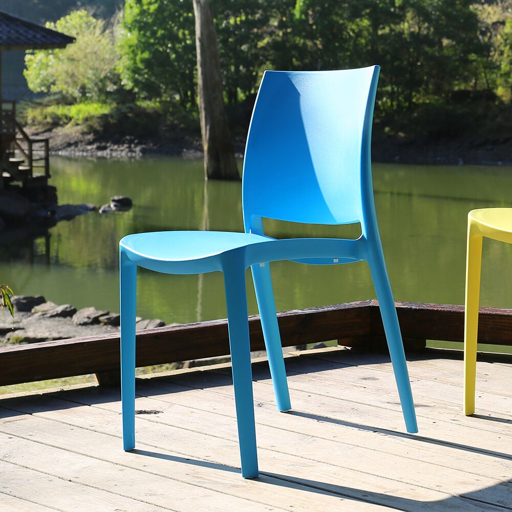 Set of 2 Sensilla Stackable Outdoor Dining Chairs, BLUE, hi-res image number 0