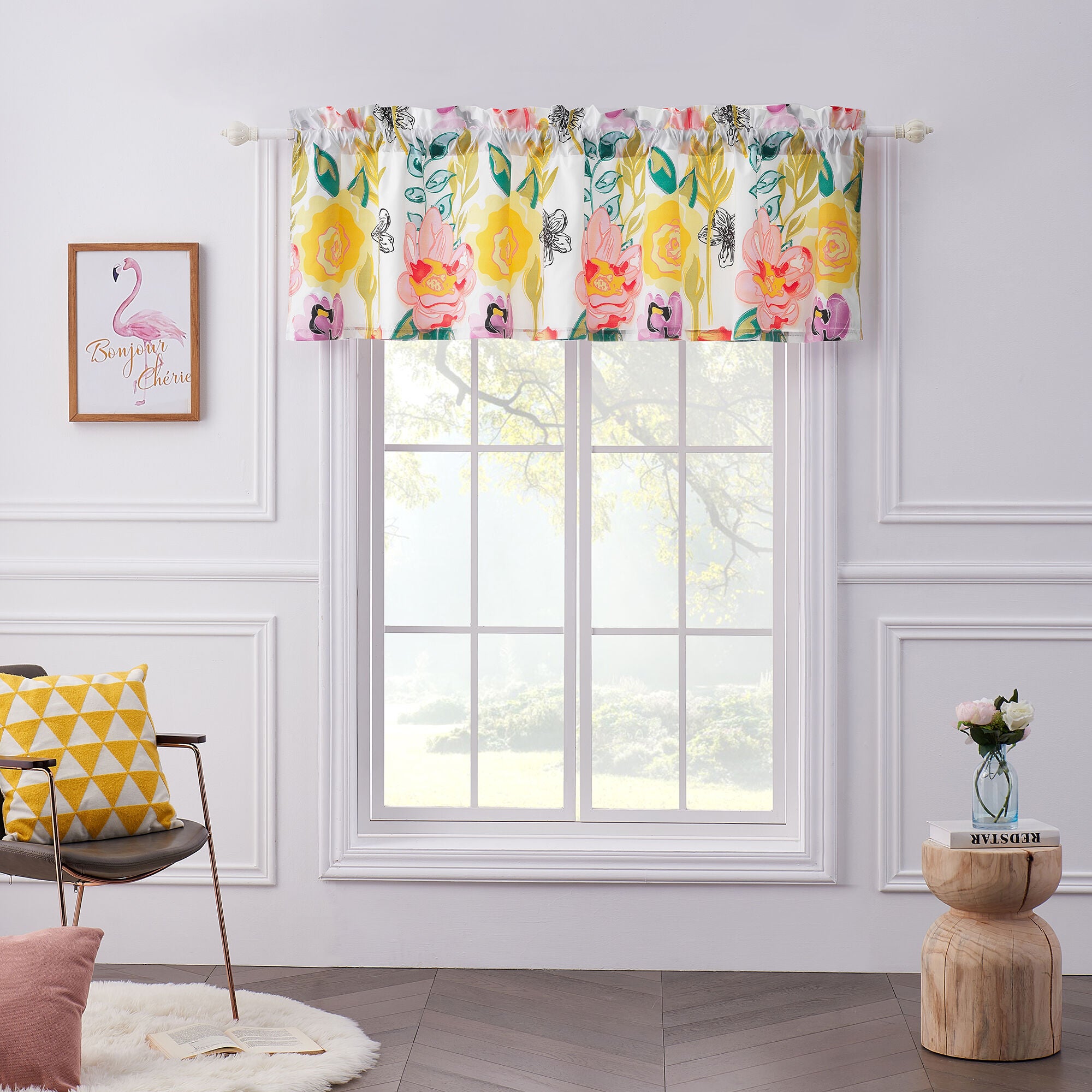 Watercolor Dream Window Treatment Valance Curtains, White, WHITE, alternate image number 4