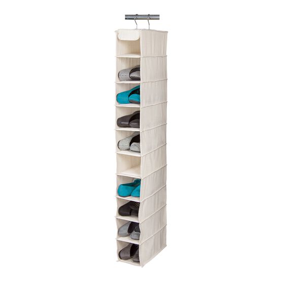Loft Natural Hanging Closet Shoe Organizer 10 Shelf Shoe Organizer, NATURAL, hi-res image number null