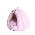 Plush Faux Fleece Cave Cat dog Bed, Soft PInk, , alternate image number null