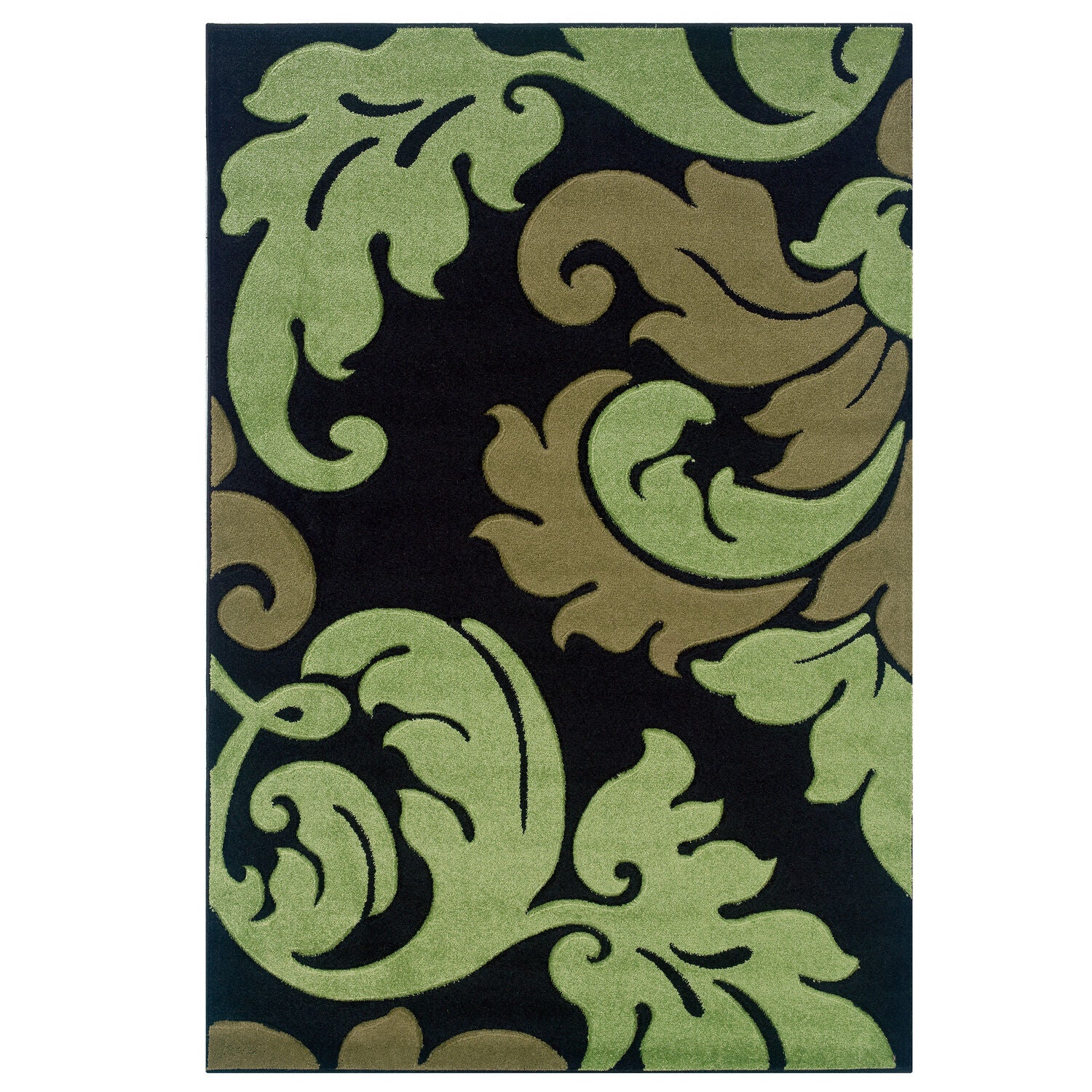 Corfu Black/Green 2&#39;x3&#39; Area Rug , BLACK, hi-res image number 0
