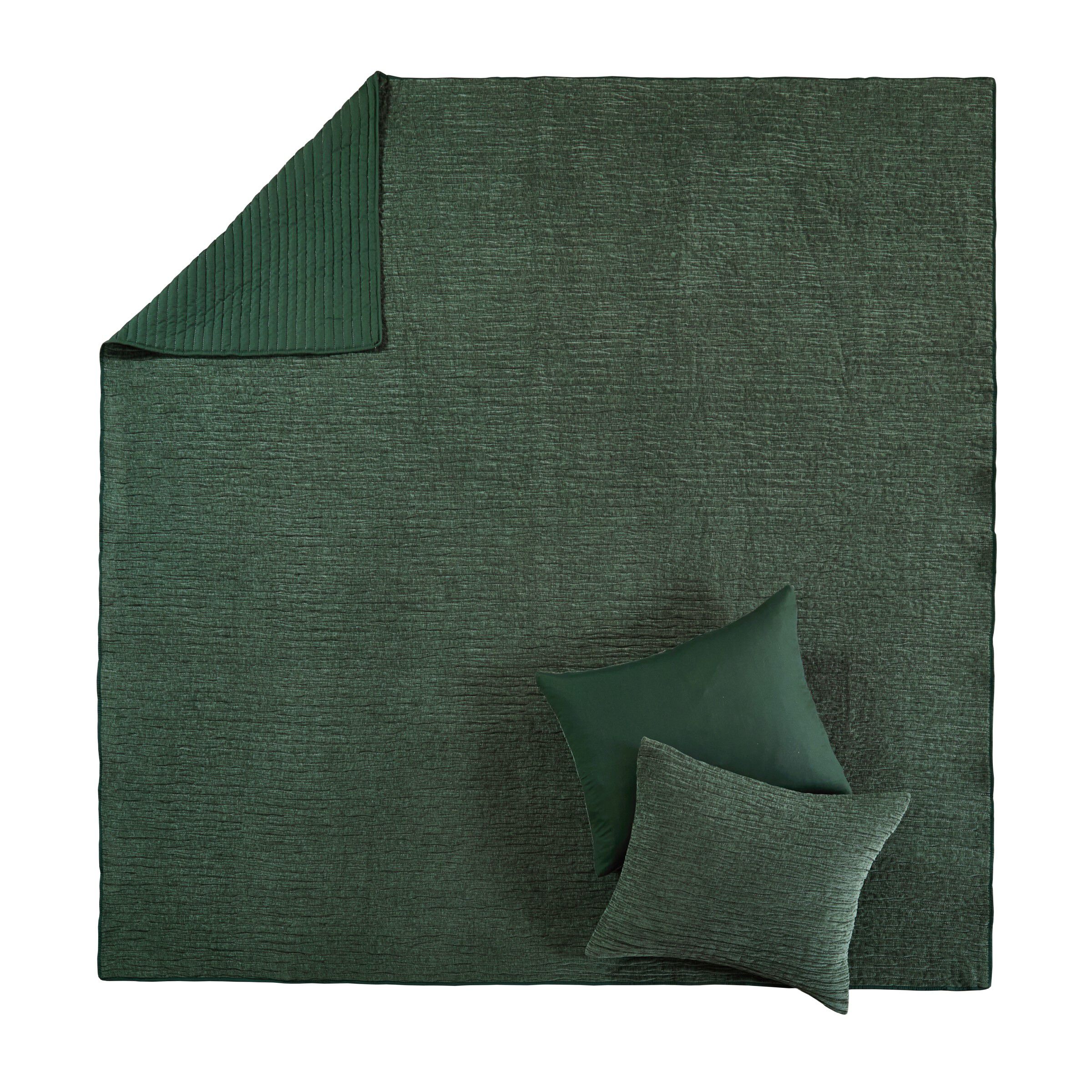 Velvet Crush Textured Finely Stitched Quilt Set, FOREST, alternate image number 2