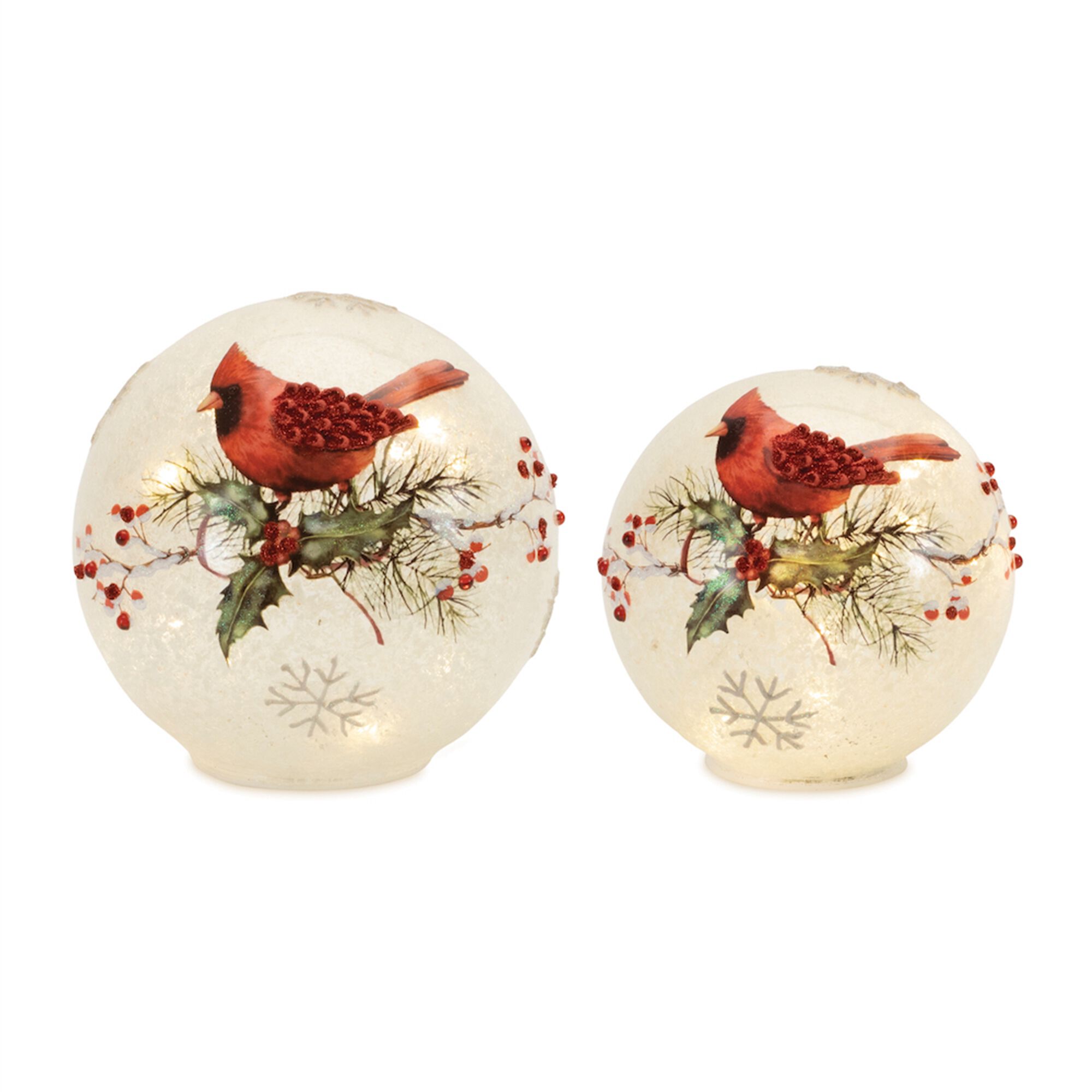LED Frosted Cardinal Berry Globe (Set of 2), RED WHITE, hi-res image number 0