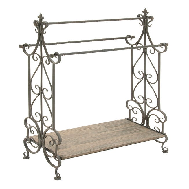 Black Vintage Metal Towel Rack, 41 x 28, , on-hover image number 1