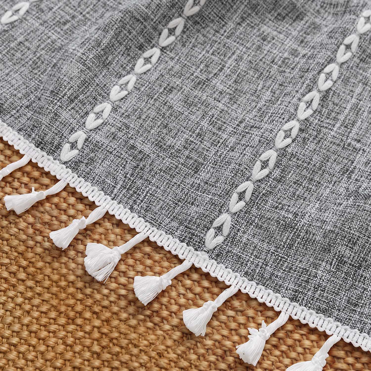 Boho Tassel Light Filtering Curtain Pair, CHARCOAL GRAY, alternate image number 3