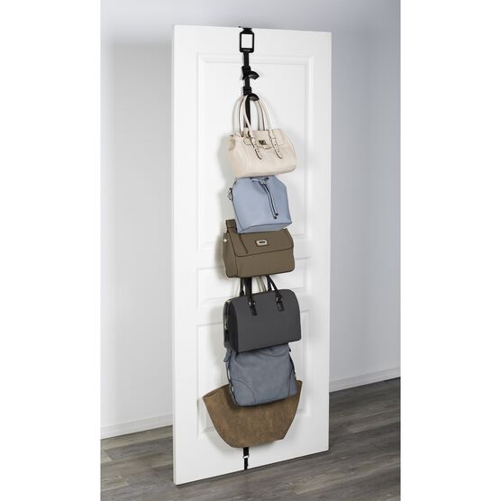 Black Storage Pursestor - Over The Door Purse Organizer - 8 Clips, , on-hover image number null