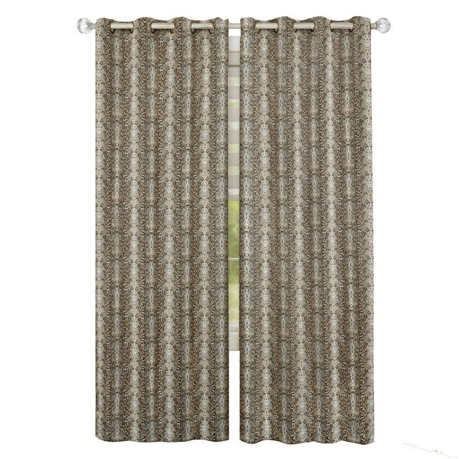 Python Grommet Window Curtain Panel, BROWN GOLD, hi-res image number null
