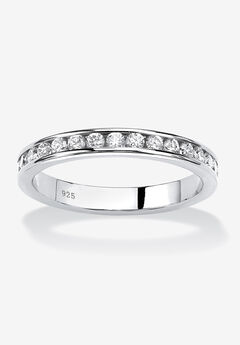 Sterling Silver Simulated Birthstone Stackable Eternity Ring
