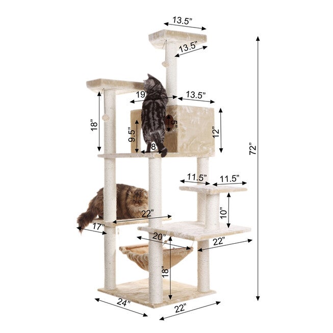 Real Wood 72 inches Condo Sratching Post Cat Tree, , alternate image number 4