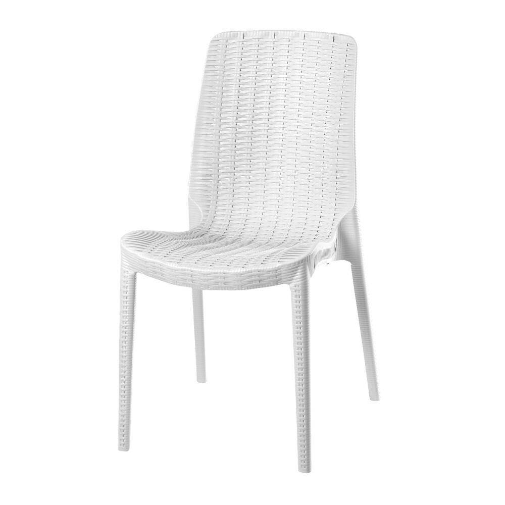 Set of 4 Rue Stackable Outdoor Dining Chairs, WHITE, hi-res image number 0