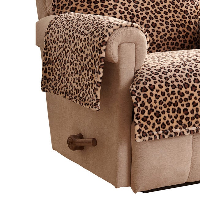 Leopard Plush Recliner Furniture Cover, , alternate image number null