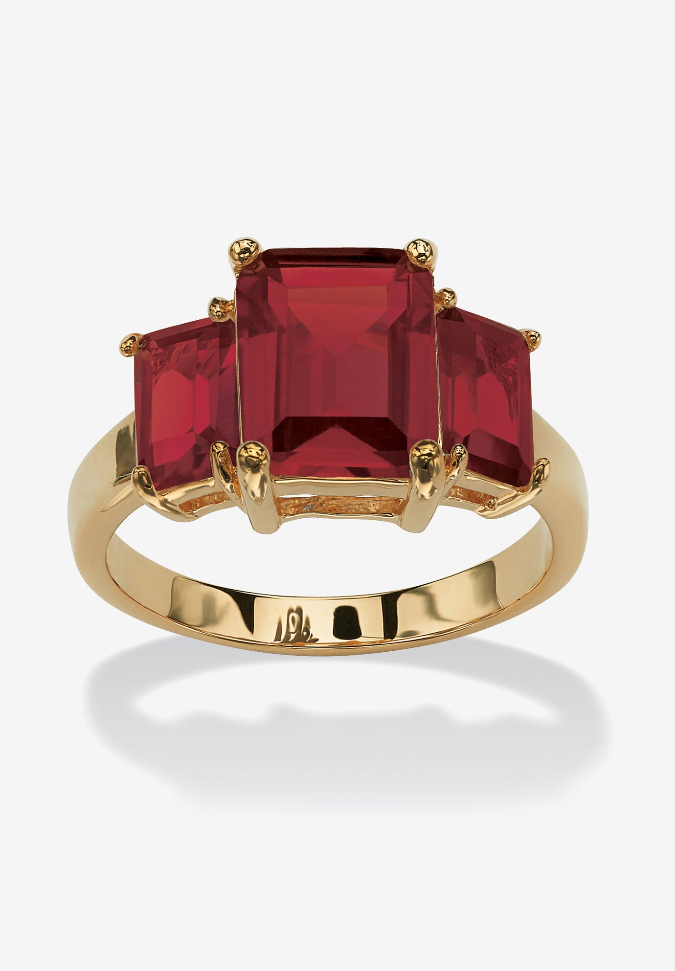 Yellow Gold-Plated Simulated Emerald Cut Birthstone Ring, JANUARY, hi-res image number 0