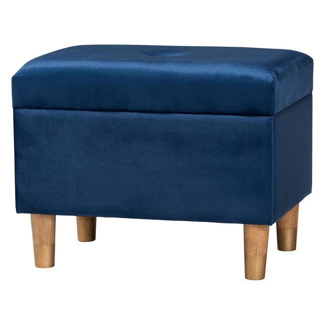 Baxton Studio Elias Modern Navy Blue Velvet Fabric Storage Ottoman, NAVY BLUE, alternate image number 1