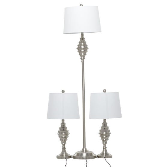 Set Of 3 Silver Coastal Table Lamp, , on-hover image number null