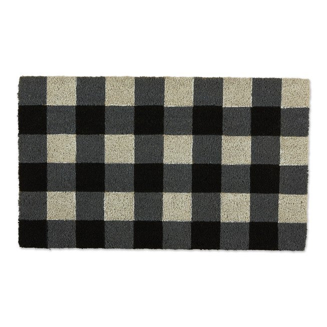 Black & White Buffalo Check Doormat, BLACK, hi-res image number null