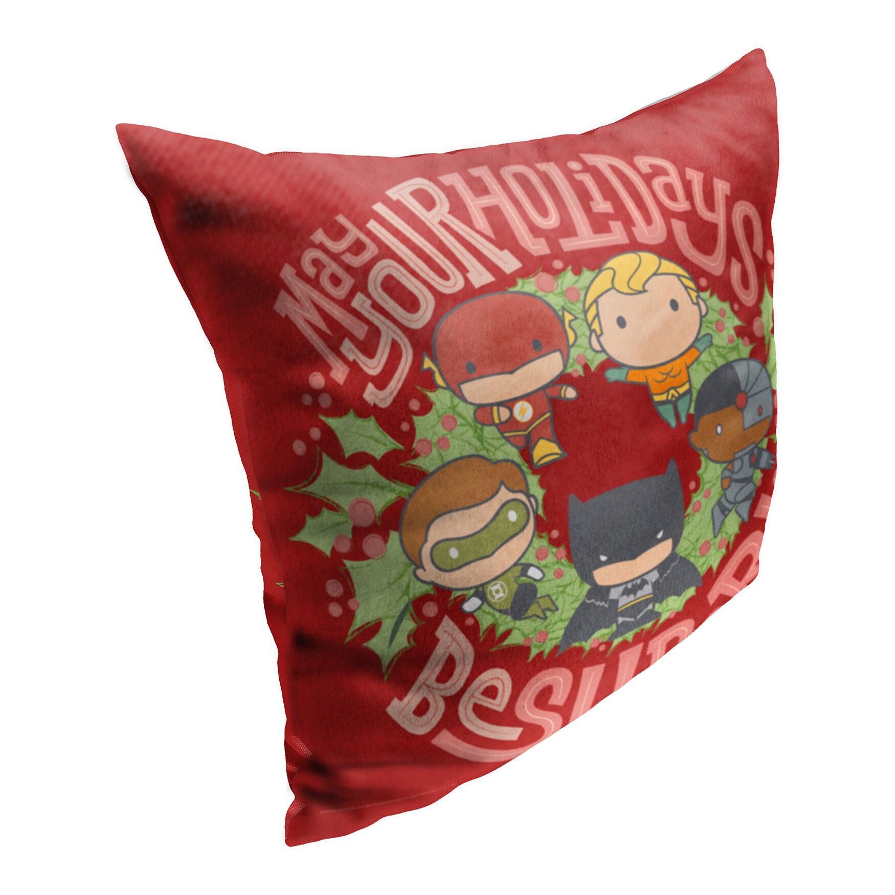 Wb Dc Justice League Super Holidays Printed Throw Pillow, , on-hover image number 1